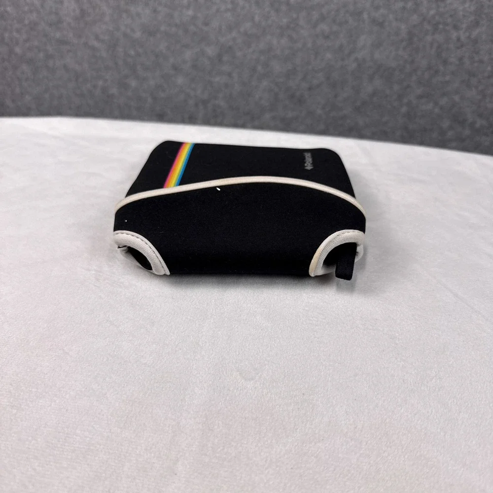 Polaroid Camera Pouch Case Black Neoprene Rainbow Stripe Retro Sleeve Small